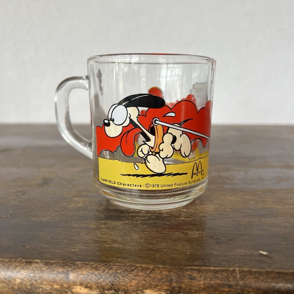 1978 McDonald's Glass" Use Your Friends Wisely" Garfield & Odie Glass‎ Mug Cup
